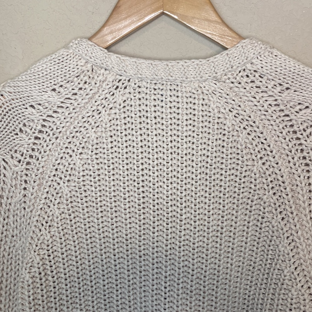 Frye Cable Sleeve Cardigan Crop Button Up Oatmeal Sweater S - Picture 11 of 12
